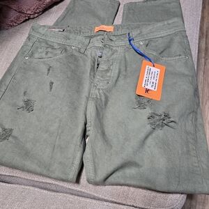 Pauri & Casati Made In Italy Olive Green Jeans ART-HARWARD for Men size 32